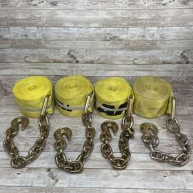 43795-15-27 Ancra 4 Pack Inch X27ft Winch Straps W Chain Flat Bed Truck Trailer Stake Pocket Tie Down