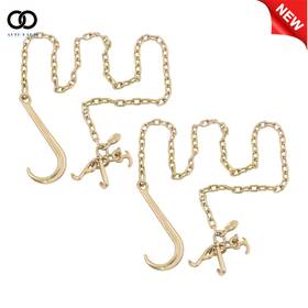 Autoooparts Apo425288 2 Pack G80 J Hook Chain 5/16 Inch 8ft Tow With 15 Jrt Grab 4700lbs