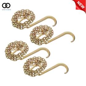 Autoooparts Apo425304 4 Pcs 5/16 Inch 6ft J Hook Tow Chain With Rtj Grab G80 4700lbs Transport