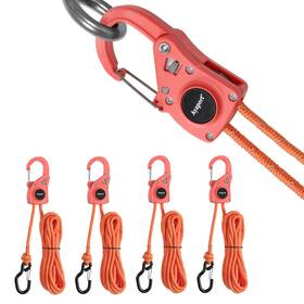 Hht045-5 Ayaport Rope Ratchet Tie Down With Safety Lock Clip 1/4 Inch X12ft-4pcs Orange