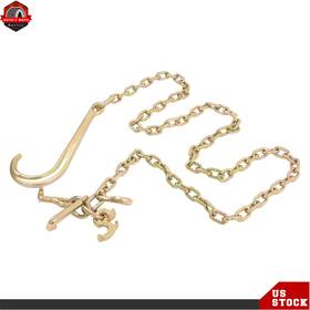 Berliii Ber797430 5/16 Inch 8ft J Hook Tow Chain G80 4700lbs Transport With Rtj Grab