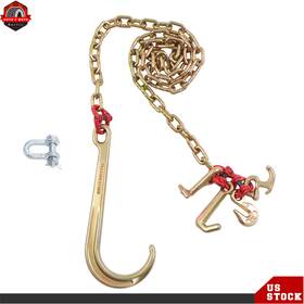 Berliii Ber797460 J Hook Chain 5/16 Inch 6ft Tow With 15 Jrt Grab Transport G80 5400lbs