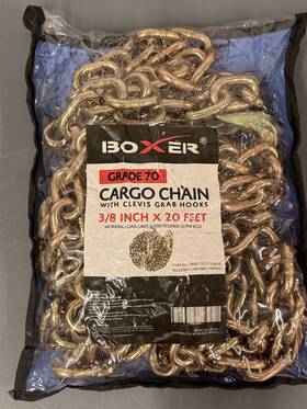 79007-tcg703820 Boxer Tools Grade 70 Cargo Chain With Clevis Grab Hooks 3/8 Inch X 20ft # 79007/tcg703820