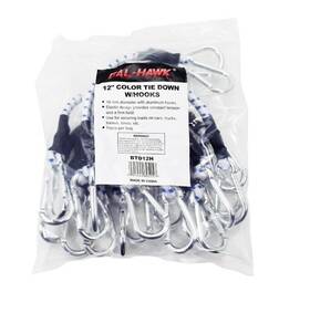 Btd12h Cal Hawk 10-pc. 12 Inch Elastic Tie Down Car Trailer Bungee Cord With Aluminum Hook Carabiner