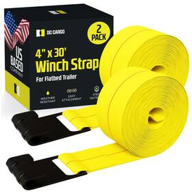 430ywsfh Dc Cargo Mall Flatbed Trailer Straps Winch 4 Inch X30ft Tie-downs With Flat Hooks