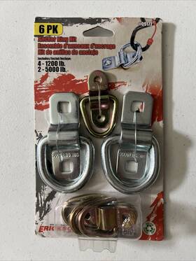 09172 Erickson 6 Pack D-ring Two 1200lb 5000lb Anchor Cargo Tie Down Fitting Strap Trailer