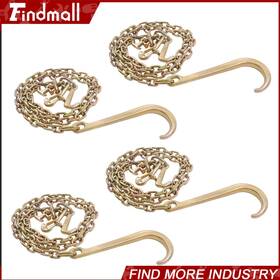 1382160 Findmall 4 Pcs 4700lbs J Hook Chain 5/16 Inch 8ft G80 Tow With 15 Jrt