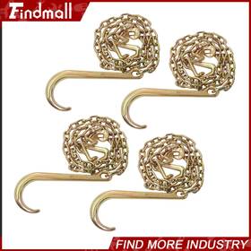 1382238 Findmall 4 Pcs 5/16 Inch 6ft G80 4700lbs Transport Chain With Rtj J Hook Tow