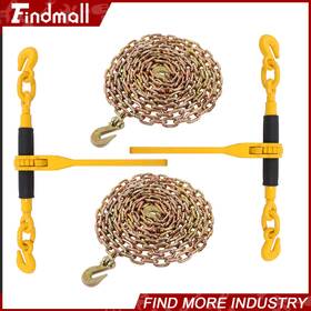 696150 Findmall 2pc G80 Chain Bundle Kit 5/16 Inch -3/8 Ratchet Binder 7100lb With 20ft