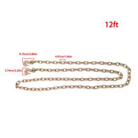 Gt7049770 Globalmart-top Transport Binder Chain Grade 70 Truck 5/16 Inch 12ft With Grab Hooks 4700 Lbs G70