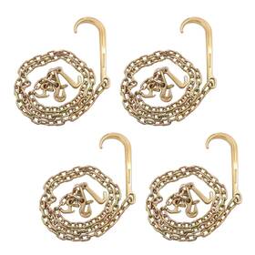 Gt9675120 Globalmart-top 4 Pieces 4700lbs J Hook Chain 5/16 Inch 8ft G80 With 15 Jrt Grab Tow