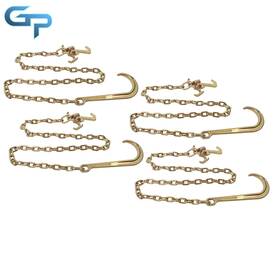 Gre265815 Greatparts 4 Pcs G80 4700lbs 5/16 Inch 6ft J Hook Tow Chain With Rtj Grab Transport