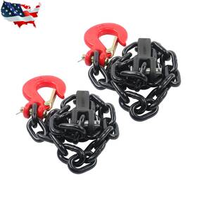 Gaa2879191 Gurdtopo 36 Inch G80 Trailer Safety Chain 3/8 25000lbs G70 Hook Buckle Black Red 2pcs