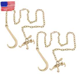 Ego4837651tl Handdo 2pcs J Hook Chain 5/16in 8ft G80 4700lbs With Rtj Cluster And Grab
