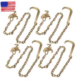 Ego4837833tl Handdo G80 5/16in 6ft Working Load 4700lbs Yellow 4pcs Mini J-hook Traction Strap