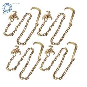 Hp159489 Happy19star 4 Pcs G80 4700lbs 5/16 Inch 6ft Transport Chain J Hook Tow With Rtj Grab