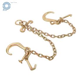 Hp159495 Happy19star 5400lbs 5/16 Inch 2ft G80 Trailer Transport Tow Chains With 8 Jrt Hook V Bridle Chain
