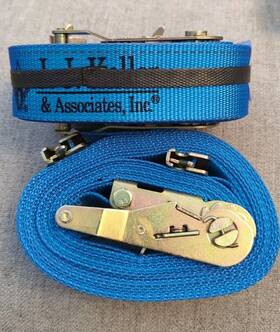 33590031 Jj Keller & Associates Set Of 2 Inch X 20ft Blue E-track Ratchet Straps 1ft Fixed End New