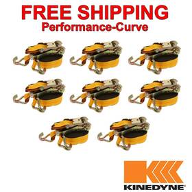 512784 Kinedyne 2 Inch X 27ft Wire Hook Ratchet Strap 8 Pack -