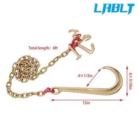 Lablt Om478476oc 5/16 Inch 6ft J Hook Chain With 15 Jrt Grab Transport G80 5400lbs