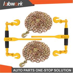 Tl26775q Labwork 2 Pcs G80 Chain Bundle Kit 5/16 Inch -3/8 Ratchet Binder 7100lb With 20ft
