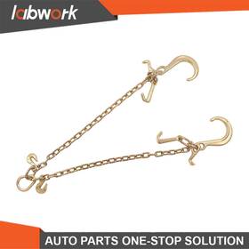 Tl53165q Labwork 5/16 Inch 2ft G80 Transport Tow Chains 5400lbs With 8 Jrt Hook V Bridle Chain