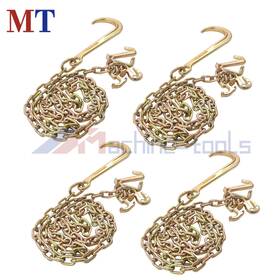 Mt7282920 Machine-tools 4 Pieces 5/16 Inch 8ft G80 Tow Chain With 15 Jrt Hook Grab J 4700lbs