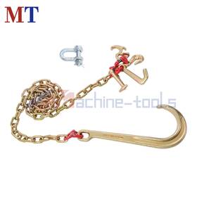 Mt7283468 Machine-tools Transport Chain 5/16 Inch 6ft G80 5400lbs J Hook With 15 Jrt Grab Tow