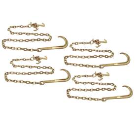 2020194 Menbager 4 Pack G80 4700lbs 5/16 Inch 6ft J Hook Tow Chain With Grab Transport