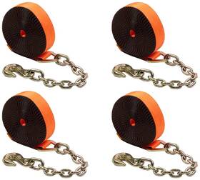 Mytee Products 199145063299 4pk 2 Inch X 30ft Winch Strap With Chain Anchor 18 Orange 3333 Lbs High Abrasion