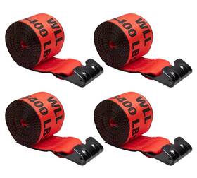 Mytee Products 199145065477 4pk Winch Straps 4 Inch X 20ft Red Heavy Duty Tie Down With Flat Hooks Wll# 5400 Lbs