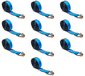 Ws220wh-bx10 Mytee Products 10pk 4 Inch X20ft Blue Winch Straps With Wire Hooks For Flatbed Truck - 3333 Lbs Wll