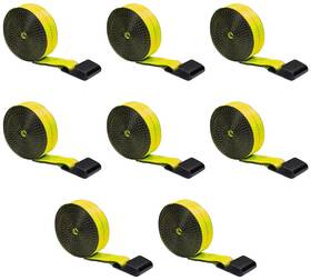 Mytee Products Ws220x8 8pk 2 Inch X20ft Yellow Flat Hook Tie Down Straps 3333 Lbs Wll Uv And Weather Resistant