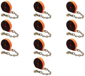 Mytee Products Ws230ca-ax10 10pk 2 Inch X 30ft Winch Strap With Chain Anchor 18 Orange 3333 Lbs High Abrasion
