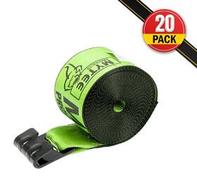 Ws430sgx20 Mytee Products 20pk Winch Straps 4 Inch X30ft Hi-vis Safety Green Tie Down With Flat Hooks Wll# 5400 Lbs
