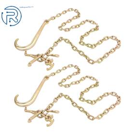 Netuera 1116381 2 Pack 4700lbs J Hook Chain 5/16 Inch 8ft G80 Tow With 15 Jrt G70 Grab