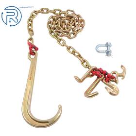 Netuera 1116444 G80 5400lbs Transport Chain 5/16 Inch 6ft J Hook With 15 Jrt Grab Tow