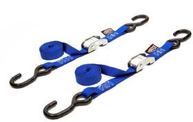 22263 Powertye 1in X 5.5ft Cam Buckle Tie-downs With S-hooks Blue Pair