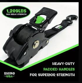 Rhino 126935836190 Rhinousa 1in X 10ft Retractable Ratchet Straps 2 Pack 400lbs Load Limit