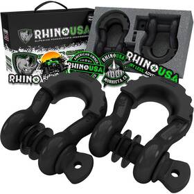 Rhino Usa 608807999802 3/4in D-ring Shackle Set Pack Of 2 Black