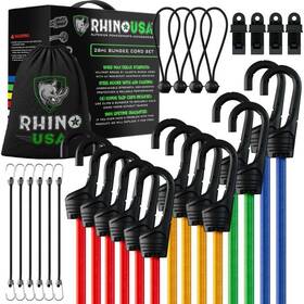 Rhino-28-bnge Rhino Usa 28-piece Bungee Cord Assortment With Steel Hooks And Tarp Clips