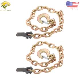 Esl1933830 Thomletha 25000lbs Wll 3/8in 3.3ft G80 Trailer Safety Chain G70 Hook Gold With Buckle