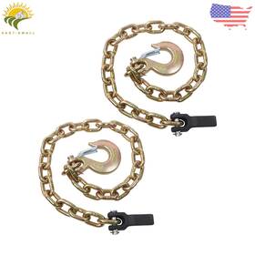 Esl2350665 Thomletha G80 Trailer Safety Chain 3/8 Inch 25000lbs Wll G70 Hook Gold With Buckle 2pcs 36