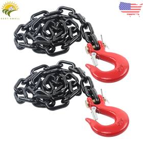 Thomletha Esl2394540 2pcs 36 Inch G80 Trailer Safety Chain 1/4 G70 Hook Buckle Black Red