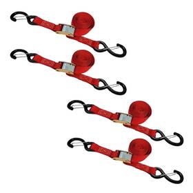 Ct02-606 Tie 4 Safe Pack 1 Inch X 6ft Cam Buckle Down Strap With S Hook For Boat Motorcycle Bike