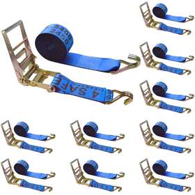 Rt20r-1530-w20-y-10 Tie 4 Safe 10 Pack Heavy Duty 3 Inch X30ft Ratchet Strap With J Hook Flatbed Truck Trailer Down