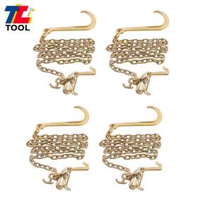 Tl8824560 Tool Library 4 Pieces 5/16 Inch 8ft G80 Tow Chain With 15 Jrt Hook Grab 4700lbs J