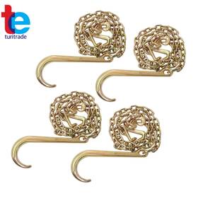 Tr106326 Turitrade 4 Pcs G80 Transport Chain J Hook Tow 4700lbs 5/16 Inch 6ft With Rtj Grab