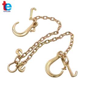 Tr106330 Turitrade Trailer Transport Tow Chains 5400lbs With 8 Inch Jrt Hook V Bridle Chain 5/16 2ft G80