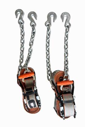 Rs227c12-ss Vulcan Silver Ratchet Tie Down Straps With Chains And Hooks 3600 Lb 27 G70